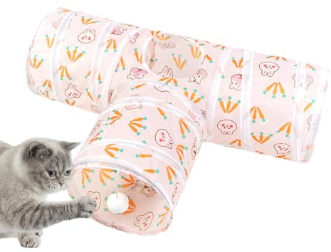 Fierudeng Túneles para Gatos De Interior | Juguete Interactivo Plegable 3 Vías con Agujeros | Tunel de Juego para Mascotas Pequeñas como Perros Conejos | Uso en Interior Exterior Jardín Patio
