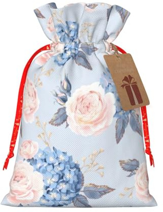 Bolsas de regalo de Navidad con estampado de rayas de flores, saco festivo de Navidad, fiesta de cumpleaños, embalaje de regalo