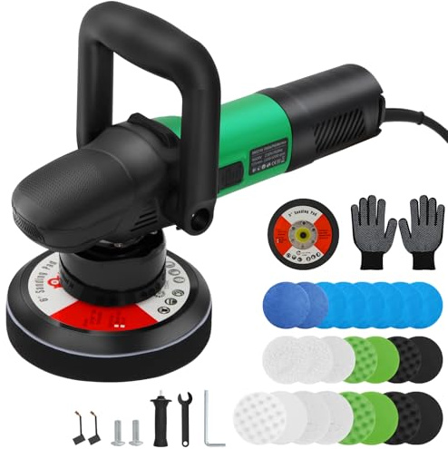 Polisseuse Voiture,VELPAX 900W Polisseuse,6 Vitesses Variables ,Polisseuse Excentrique 6500tr/min, Poignée en D et Poignée Latérale,pour Le Polissage, Cirage, Ponçage