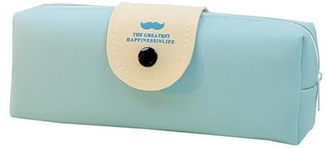 JUSKAQZYI Estuche Escolar Estuche for lápices, Maquillaje, Barba, Oficina, papelería, cosméticos, Estuche Impermeable con Cierre a presión y Cremallera. Cuero(BLU)