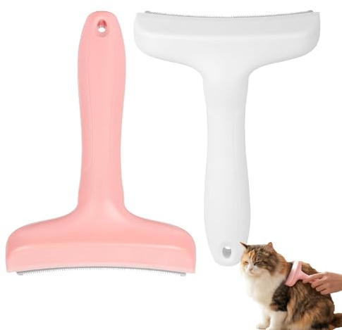 2 PCS Cat Brush Pet Hair Remover White and Pink Dogs and Cats Deshedding Brush Pet Undercoat Grooming Tool and Dog Comb Cat Hair Brush for Efficient Hair Shedding Solutions