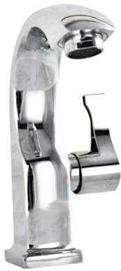 Housoutil Rubinetto per Lavabo Monoforo Girevole in Acciaio Inossidabile Argento Nucleo Acqua, per Cucina e Bagno, Tipo Verticale a Spirale