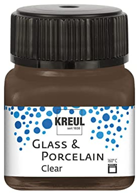 Kreul 16298 – glas och porslin klar espressobrun, i 20 ml glas, transparent vattenbaserad glas- och porslinsmålningsfärg, snabbtorkande, glasklar