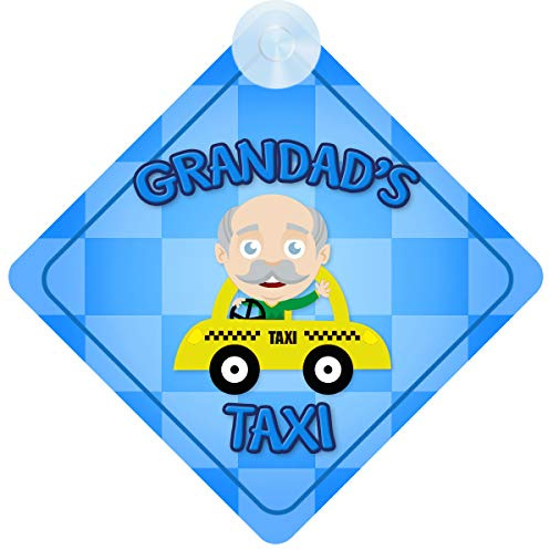 Targa blu per auto con scritta Grandad's Taxi, idea regalo per bambino a bordo