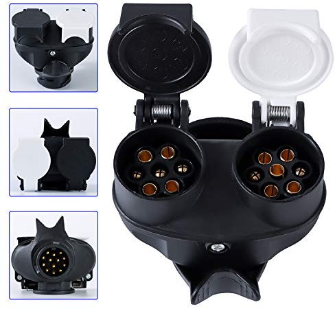 Woola 2 In 1 Trailer Converter 13 Pin to 7 Pin Socket Towing Adapter, N and S Adaptor for Car Trailer RV Caravan