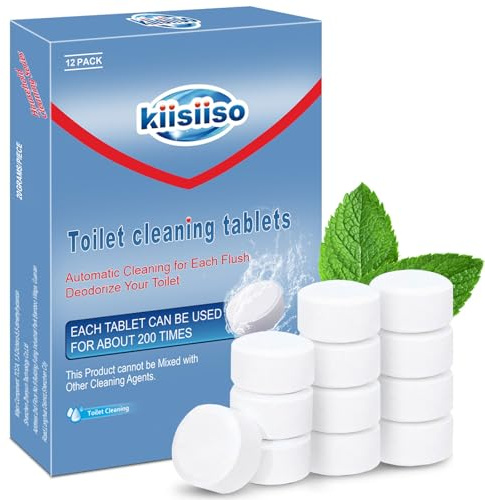 KIISIISO Toilet Bowl Cleaners Tablets(12 Pack), Household Lime Rust Removers, Automatic Toilet Tank Cleaner, with Sustained Release Technology for Bathroom Cleaners