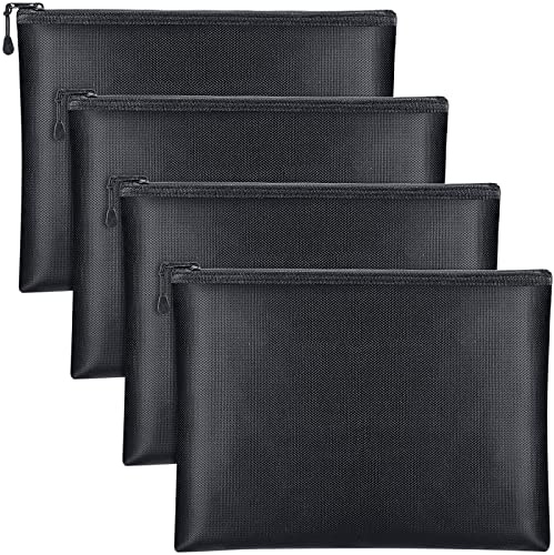 Epakh 4 Pack Fireproof Document Bags 13.4 x 9.4 Inch Waterproof and Fireproof Money Bag Document Holder with Zipper Fireproof Safe Storage Bag for A4 Documents, Money, Passport and Tablet