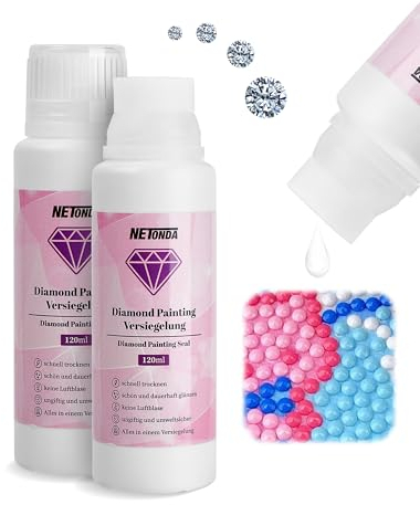 2 Stück Diamond Painting Versiegelung Diamond Painting Zubehör 120ml, Transparente Schutzversieg zum Fixieren und Versiegeln von Diamanten Transparentes Diamond Painting Kleber Diamond Painting Finish