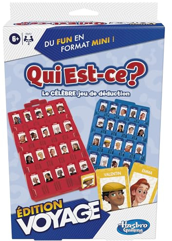Hasbro Gaming Qui est-ce ? Édition Voyage, Jeu de Société Classique de Devinettes, Jeu de Voyage Portatif pour 2 Joueurs, pour Enfants, Familles et Amis
