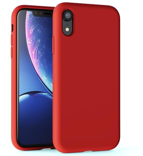 TAXXOE Silicone Case Compatible with iPhone XR Case Soft Ultra Slim Protective Shockproof Liquid Silicone Phone Case, Anti-Scratch Microfiber Lining, 6.1 Red