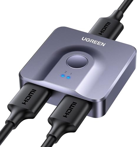 UGREEN HDMI 2.0 Switch 4K@60Hz Bidirektional HDMI Splitter 1 in 2 Out/2 in 1 Out für PS5, PS4, Xbox,TV Box, TV Stick, Switch, Monitor, PC usw (Grau)