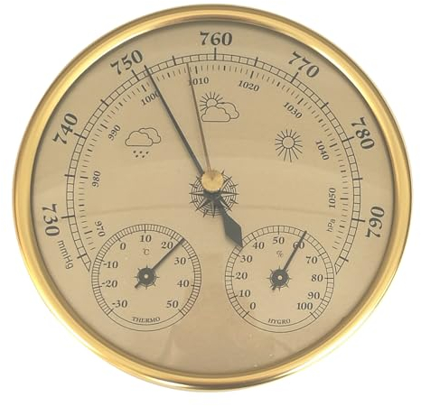 3 in 1 Barometer Innenräume 5 Zoll im Dia Metal -Barometer -Thermometer Hygrometer Goldenes Wetter Barometer mit Temperaturfeuchtigkeit Wetterstation Gartenvorräte