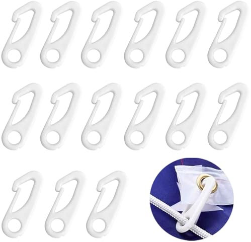 RXKFIGX 15 Clips pour Mât de Drapeau Crochets pour Drapeau Drapeau Pôle Clip en Nylon Clips pour mât Drapeau en Nylon Mousqueton pour Mât Drapeau Fixer Le Drapeau avec Corde