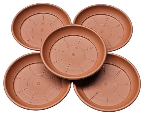 teramico Lot de 5 soucoupes de Pot de Fleurs résistantes aux intempéries, en Plastique Italien. pour Balcon, terrasse et Jardin, en Terre Cuite, Anthracite, Taupe. (Terre Cuite, 20 cm)