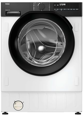 Haier Series 6 Integrated Washer Dryer, 9 Kg Wash, 6 Kg Dry, Combined Cycle Class D, 1600 RPM, hOn App Connectivity, Anti-Bacterial Treatment, White and Black, 60x53x82 cm - BHA6S696M6DB9-80