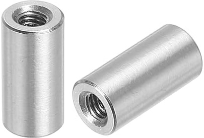 QUARKZMAN 12pcs Manchon Fileté Rond M3 en Acier Inoxydable 304, Écrous Ronds d'Accouplement Connecteurs et Mécaniques Longueur 10mm, Manchon Tige Barre Écrou à Tige pour Support, M3x10x6mm
