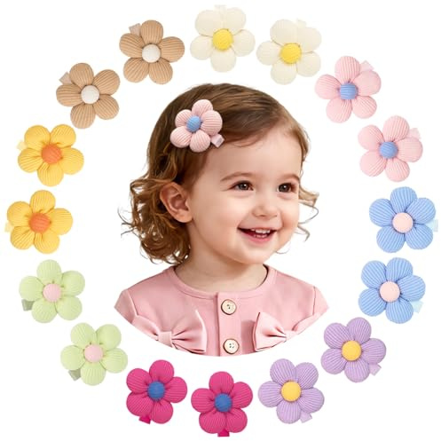 JOYOYO 16Pcs Set 3D Puff Flower Hair Clips - Adorable Gentle Puff Soft Hair Accessories for Baby Girls, Kids Child and Teens