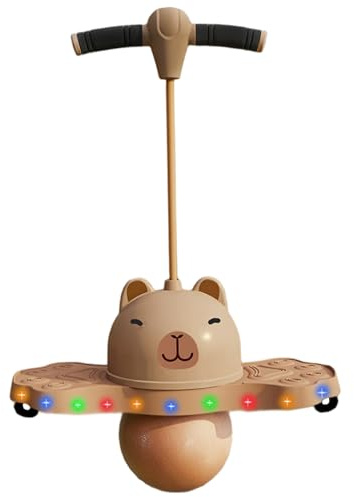 Saltador para niños, saltador para niños, juguete de salto divertido y seguro con bomba y luz, antideslizante, lindo capibara Pogostick, altura ajustable, juguetes para pequeños de alta energía