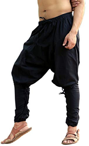 SARJANA HANDICRAFTS Mens Womens Cotton Churidar Harem Pants Yoga Pajama Ethnic Trouser (Black)