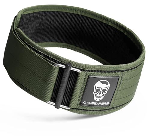 Gymreapers Quick Locking Weight Lifting Belt for Men Gym Belt for Powerlifting Deadlift Belt with 4 Inch Neoprene Metal Buckle Back Support Weightlifting Belt Women (Ranger Green, Medium)