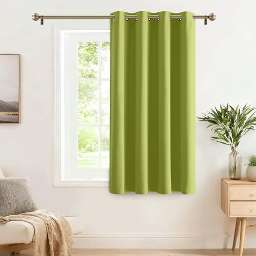 PONY DANCE Gardiner ogenomskinlig öljettgardin – 1 styck gardin ogenomskinlig termiska gardiner för sovrum/vardagsrum, B 132 cm