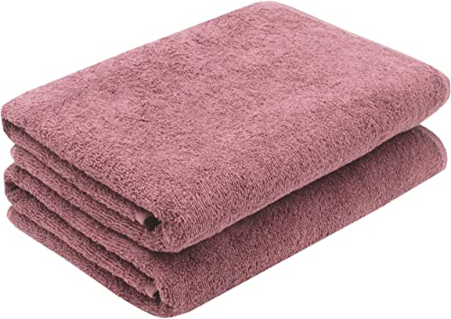 ZOLLNER 2er Set Duschtücher - weiche und saugstarke Handtücher - waschbar bis 95°C - Baumwolle - 70x140 cm in Altrosa