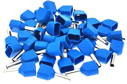 Lot de 200 embouts de câble doubles - Bleu - 2 x 0,75 mm² F = 8 - Isolés
