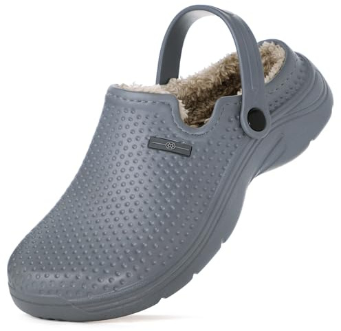 Hsyooes Sabots Femmes Hiver Chaussons Hommes Sabots de Jardinage Fourrés Peluche Chaussons Imperméables Chaussures de Jardin Pantoufles Antidérapant
