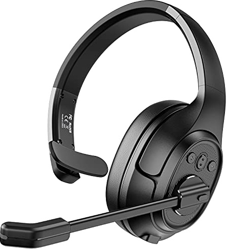EKSA Noise Cancelling Trucker Bluetooth Headset with Microphone Wireless AI-Powered ENC Headphones, 99ft Long Range, 30H of Talk Time, All-Day Comfort On Ear Headsets Mute Button