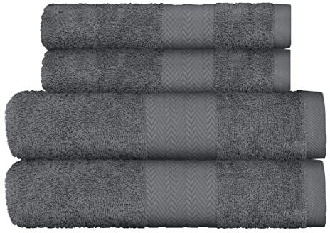 Victorio & Lucchino Juego de Toallas 100% Algodón - 2 Toallas Baño Ducha 70x140cm + 2 Toallas Lavabo 50x100cm - Color Gris Oscuro