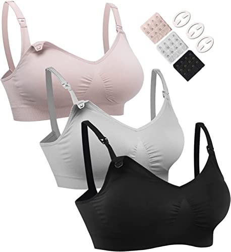 HOFISH Soutien-Gorge de maternité et d'allaitement sans Couture pour l'allaitement et Le Sommeil Pendant la Grossesse, avec rallonges de Soutien-Gorge et Clips supplémentaires