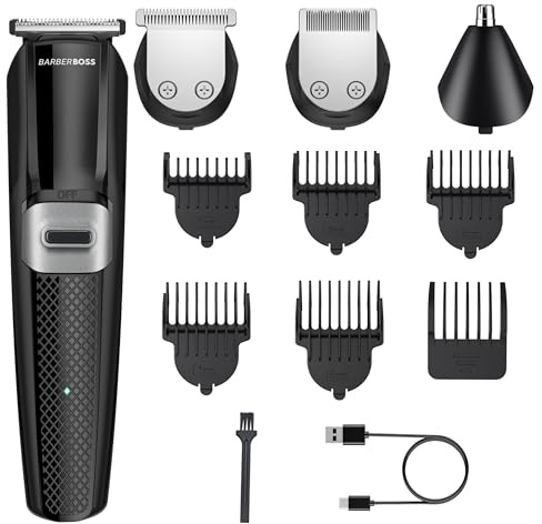 BarberBoss 3-in-1 Men's Grooming Kit, Hair Clippers Men, Hair and Body Trimmer, Nose Hair Groomer for Men, Beard Trimmer, Cordless Clippers for Men's Haircut