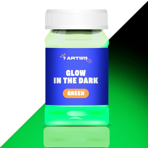 7 Artists Fluoreszierende Acrylfarbe Neon Grün 100 ml | Nachtleuchtende Farbe auf Wasserbasis | Fluoreszierende Leuchtfarbe Acryl zum Bemalen von Holz Papier Stein Karton