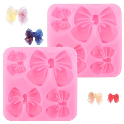 2 Piezas Molde de Lazo, Molde de Silicona para Fondant de Chocolate con Lazo Moldes para Cake Pops Moldes para Manualidades de Pasteles Suministros para Hornear Decoración de Bricolaje (Cuadrado)