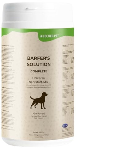 Lecker.Pet® 3 x 1 kg Barfer's Solution Complete Universal Nutritional Mix en Poudre pour Chiens | Complément Alimentaire pour Chiens | Alimentation Barf équilibrée | Levure de bière & Talc d'algues