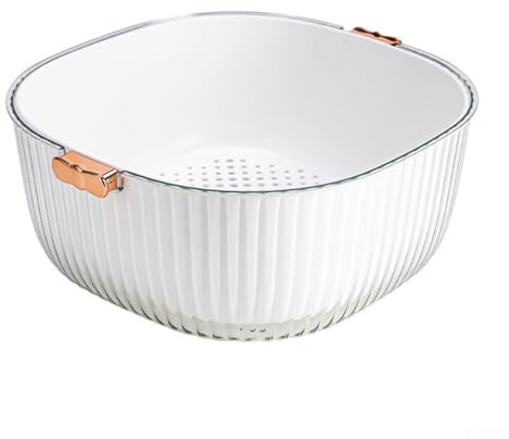 Coladores de cesta de bayas con asas ergonómicas para uso en cocina, coladores de alimentos de plástico resistente, aptos para lavavajillas para una fácil limpieza y preparación de alimentos (C)