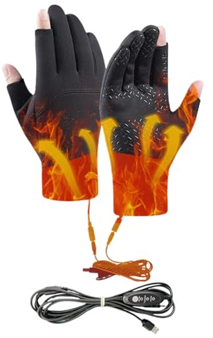 Fogukier Guantes térmicos para mujer, calentador de manos antideslizante, recargable por USB, con pantalla táctil, guantes para clima frío, para hombres y mujeres, invierno, motocicleta, trabajo