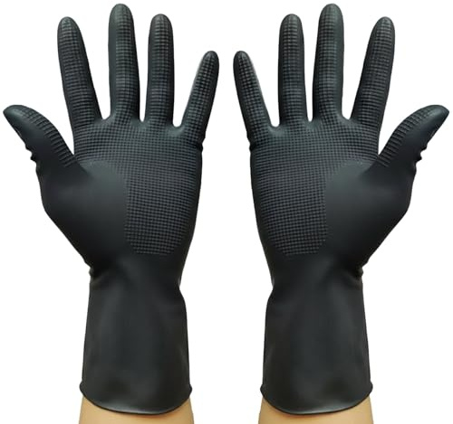 Ulawellor Återanvändbara Latexhandskar för tjockt och slitstarkt hårfärgning av latex med texturerad yta för frisör och hemmabruk(M)