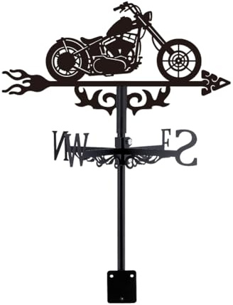 SUPERDANT Motorcycle Weather Vane Iron Weathervanes Direction Indicator 14.1x8.3 Inch/35.8x21.2cm Black Metal Wind Vane Roof Garden Shed Decor Easy Install Hardware Included