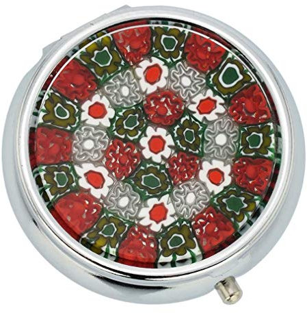 Murano Millefiori Pillendose - Silber rund