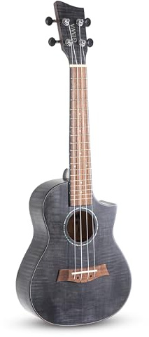 GEWA Concert Ukulele Manoa - Corpo Acero - con Cutaway - Nero sbiadito satinato - incl. Gig Bag imbottito - S-CO-BM