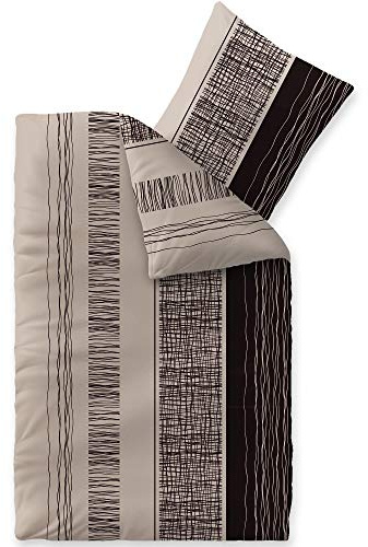 CelinaTex Touchme - Biancheria da letto in flanella di cotone, modello Greta, colore: beige, grigio, nero, 100% cotone, beige., 155 x 220 cm