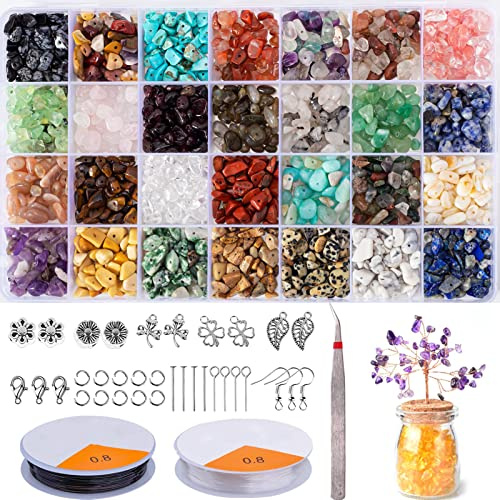 Colle Kit di accessori con pietre preziose naturali, frammenti irregolari, frammenti di pietra naturale, cristalli curativi, perline sfuse fai da te, per la creazione di gioielli, collane, bracciali,