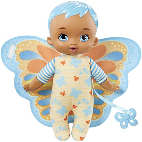 My Garden Baby Mon Premier poupon Bébé Papillon 23 cm bleu, Corps souple avec ailes en peluche, Poupée pour enfant dès 18 mois, HBH38