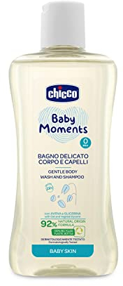 Chicco Baby Moments Bad Shampoo für empfindliche Haut, Inhaltsstoffe natürlichen Ursprungs, feuchtigkeitsspendende Eigenschaften von Hafer, beugt Augenreizungen vor, 0+ Monate – 200 ml