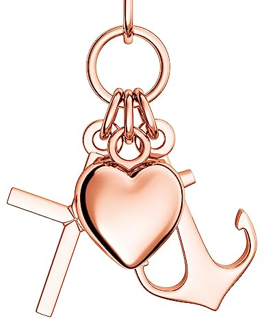 Herzkette Rosegold (Silber 925 hochwertig vergoldet) Liebe Glaube Hoffnung Kette Anhänger Schmuck Anker Kreuz Damen Herzanhänger Herzchenkette Halskette Herz Frau Frauen Freundin FF390VGRS45
