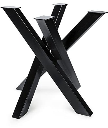 Magnetic Mobel Tischgestell Orion Design Kreuzgestell Schwerlast massiv Tischkufen Stahl Tischbeine Metall Profil 8x4 cm (S-Size 77x77xH71 cm, Schwarz)