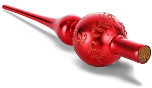 Glass Christmas Tree Topper, Red Tree Topper, UNOLIGA 26cm Vintage Handblown Glass Xmas Tree Topper Decorations