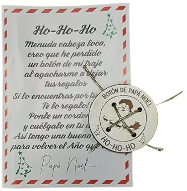 Los Eventos de la Tata. Regalo de Nochebuena para Niños - Botón de Papá Noel (Botón de Papá Noel, Madera Blanca)