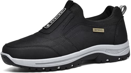Aocase Scarpe Uomo Sneakers in Suede Slip On Ginnastica Comode Tennis Running Scarpe da Camminare Jogging Tennis Outdoor Fitness Sportive Palestra,Nero,43/265mm